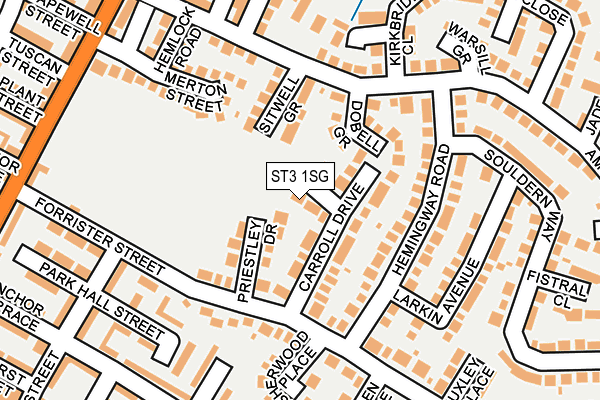 ST3 1SG map - OS OpenMap – Local (Ordnance Survey)