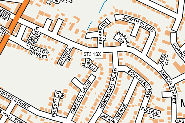 ST3 1SX map - OS OpenMap – Local (Ordnance Survey)