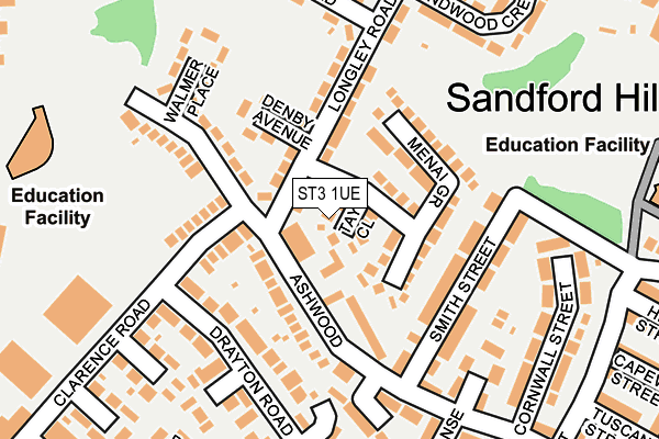 ST3 1UE map - OS OpenMap – Local (Ordnance Survey)