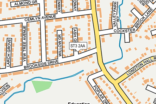 ST3 2AA map - OS OpenMap – Local (Ordnance Survey)
