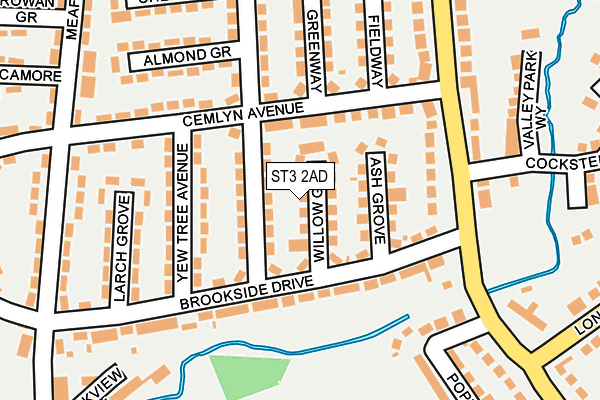 ST3 2AD map - OS OpenMap – Local (Ordnance Survey)