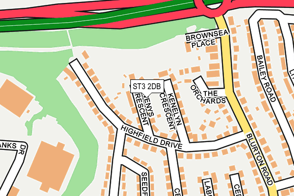 ST3 2DB map - OS OpenMap – Local (Ordnance Survey)