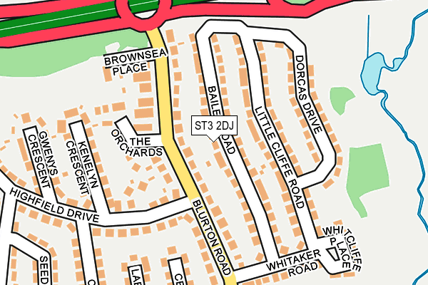 ST3 2DJ map - OS OpenMap – Local (Ordnance Survey)