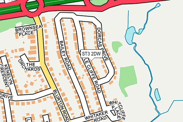 ST3 2DW map - OS OpenMap – Local (Ordnance Survey)