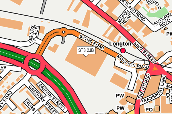 ST3 2JB map - OS OpenMap – Local (Ordnance Survey)