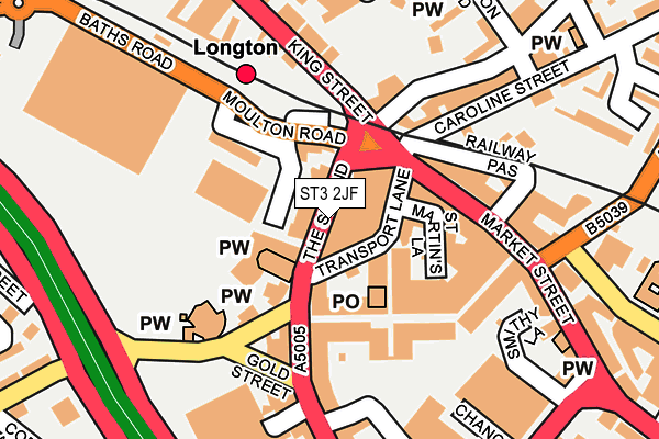 ST3 2JF map - OS OpenMap – Local (Ordnance Survey)