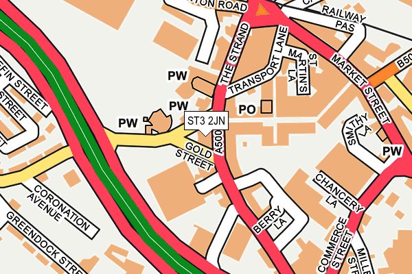 ST3 2JN map - OS OpenMap – Local (Ordnance Survey)