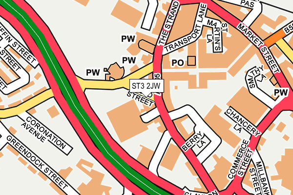 ST3 2JW map - OS OpenMap – Local (Ordnance Survey)