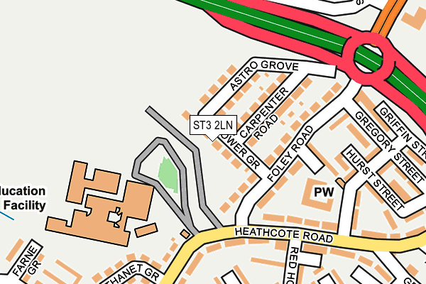 ST3 2LN map - OS OpenMap – Local (Ordnance Survey)