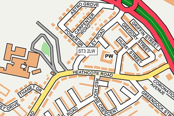 ST3 2LW map - OS OpenMap – Local (Ordnance Survey)