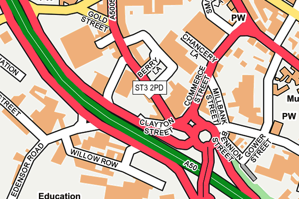 ST3 2PD map - OS OpenMap – Local (Ordnance Survey)