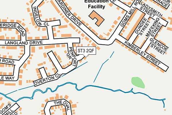 ST3 2QF map - OS OpenMap – Local (Ordnance Survey)