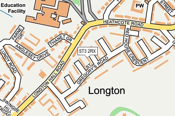 ST3 2RX map - OS OpenMap – Local (Ordnance Survey)