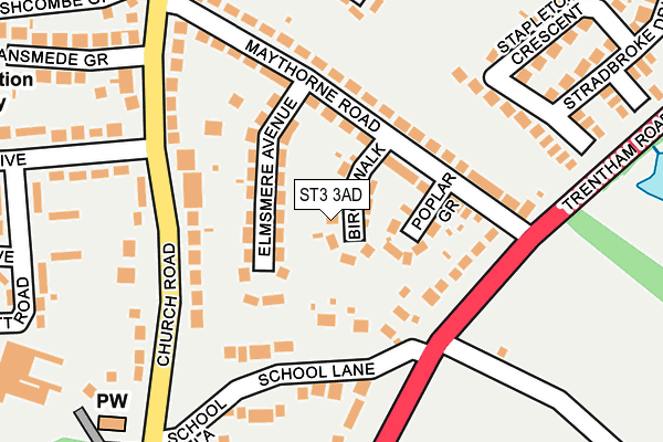 ST3 3AD map - OS OpenMap – Local (Ordnance Survey)