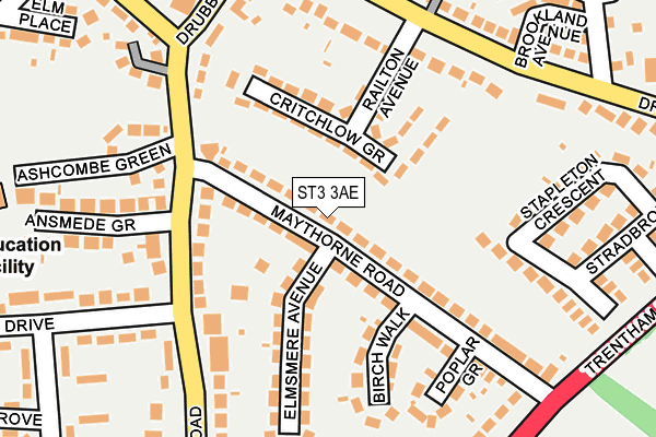 ST3 3AE map - OS OpenMap – Local (Ordnance Survey)