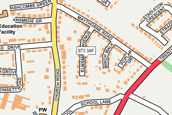 ST3 3AF map - OS OpenMap – Local (Ordnance Survey)