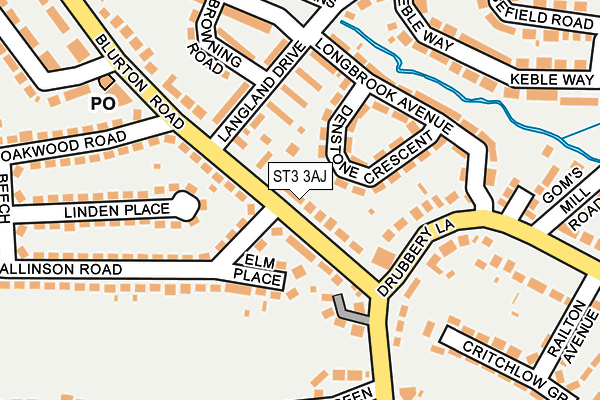 ST3 3AJ map - OS OpenMap – Local (Ordnance Survey)