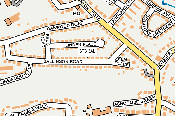 ST3 3AL map - OS OpenMap – Local (Ordnance Survey)