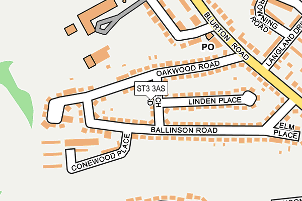 ST3 3AS map - OS OpenMap – Local (Ordnance Survey)