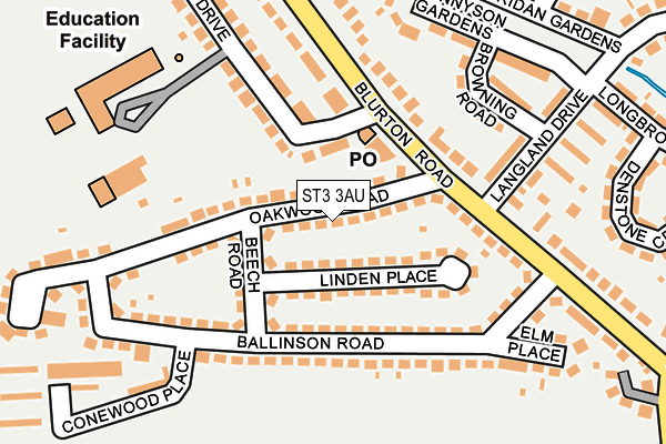 ST3 3AU map - OS OpenMap – Local (Ordnance Survey)