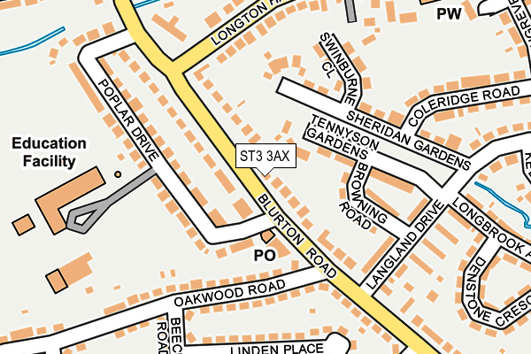 ST3 3AX map - OS OpenMap – Local (Ordnance Survey)