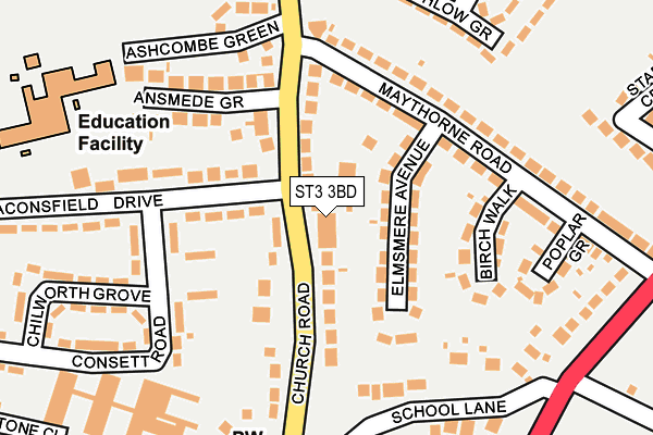 ST3 3BD map - OS OpenMap – Local (Ordnance Survey)