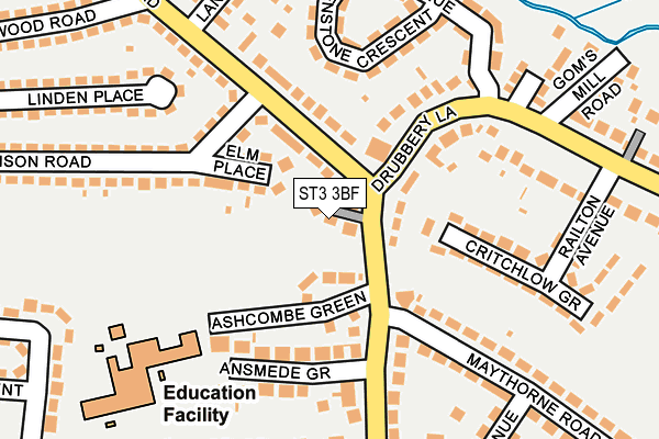 ST3 3BF map - OS OpenMap – Local (Ordnance Survey)