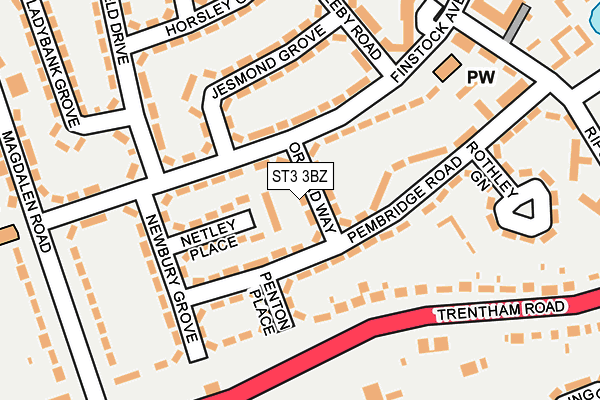 ST3 3BZ map - OS OpenMap – Local (Ordnance Survey)