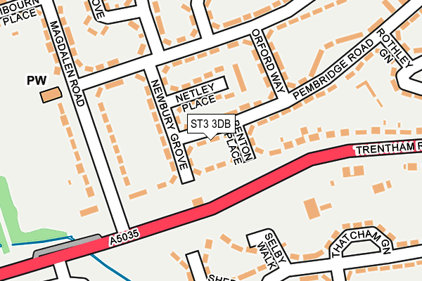 ST3 3DB map - OS OpenMap – Local (Ordnance Survey)