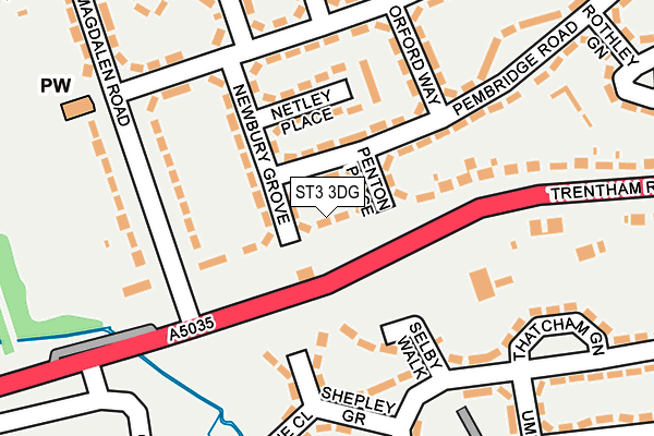 ST3 3DG map - OS OpenMap – Local (Ordnance Survey)