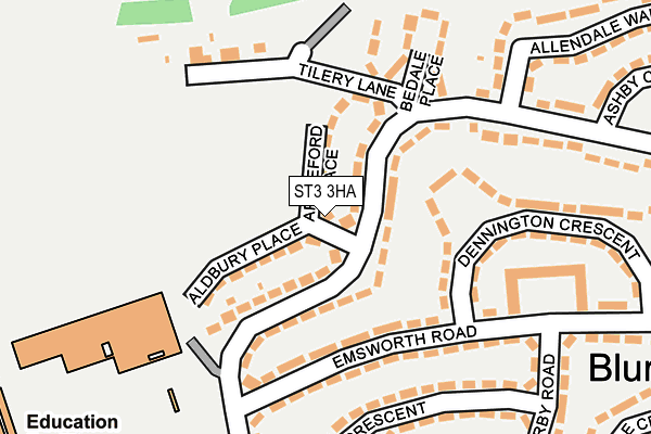 ST3 3HA map - OS OpenMap – Local (Ordnance Survey)