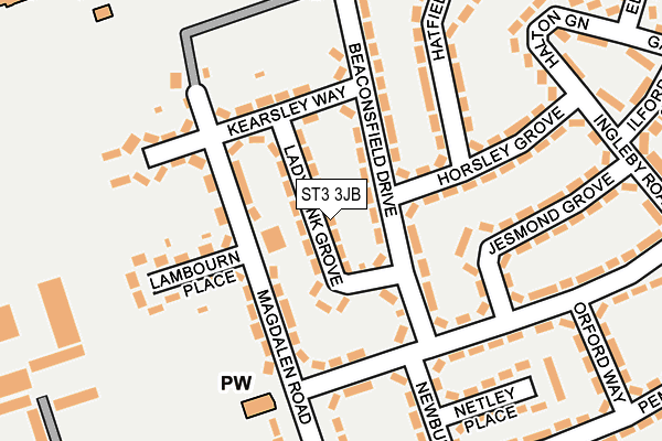 ST3 3JB map - OS OpenMap – Local (Ordnance Survey)