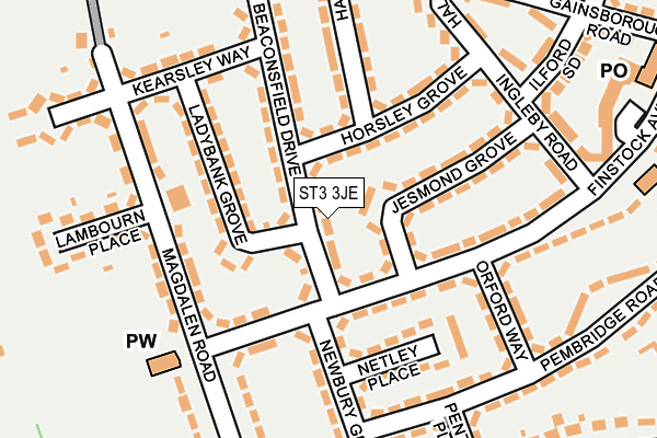 ST3 3JE map - OS OpenMap – Local (Ordnance Survey)
