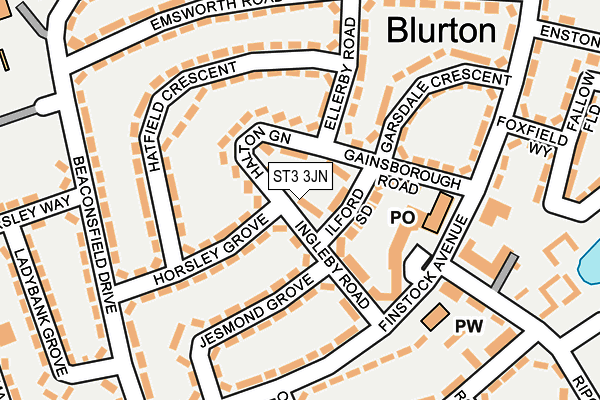 ST3 3JN map - OS OpenMap – Local (Ordnance Survey)