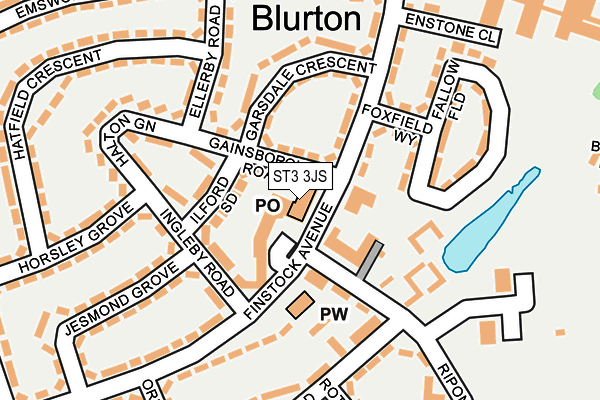 ST3 3JS map - OS OpenMap – Local (Ordnance Survey)