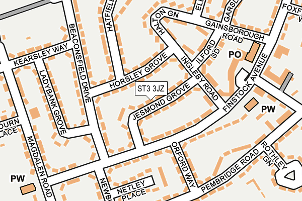 ST3 3JZ map - OS OpenMap – Local (Ordnance Survey)