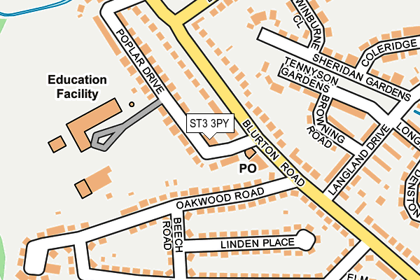 ST3 3PY map - OS OpenMap – Local (Ordnance Survey)