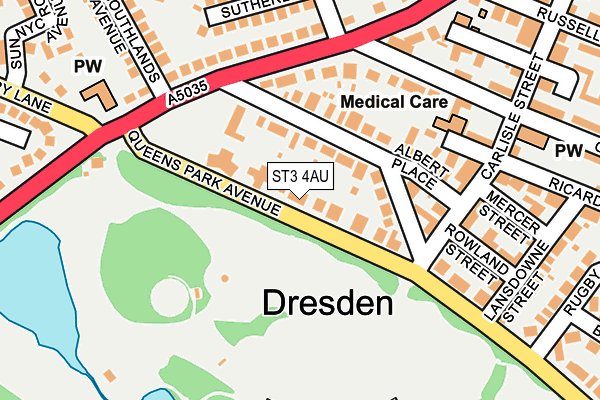 ST3 4AU map - OS OpenMap – Local (Ordnance Survey)