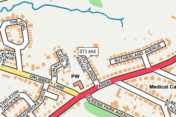 ST3 4AX map - OS OpenMap – Local (Ordnance Survey)