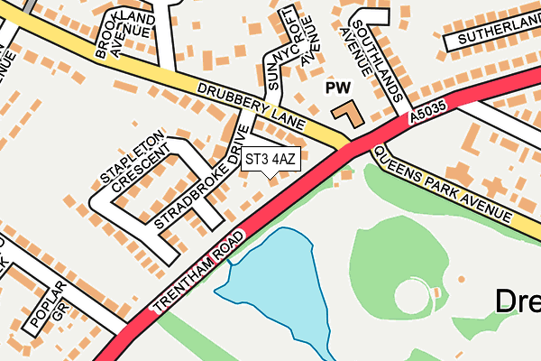 ST3 4AZ map - OS OpenMap – Local (Ordnance Survey)