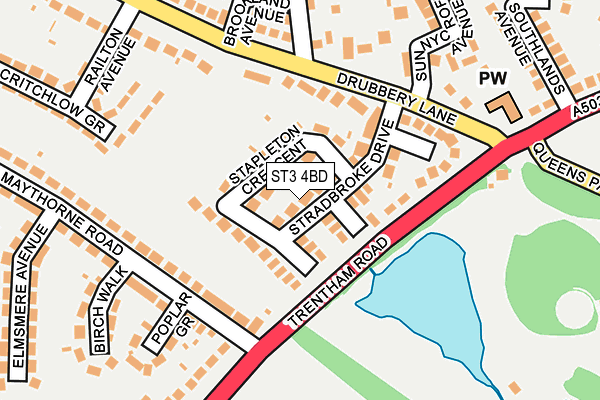 ST3 4BD map - OS OpenMap – Local (Ordnance Survey)