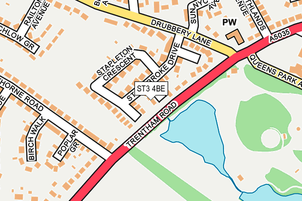 ST3 4BE map - OS OpenMap – Local (Ordnance Survey)