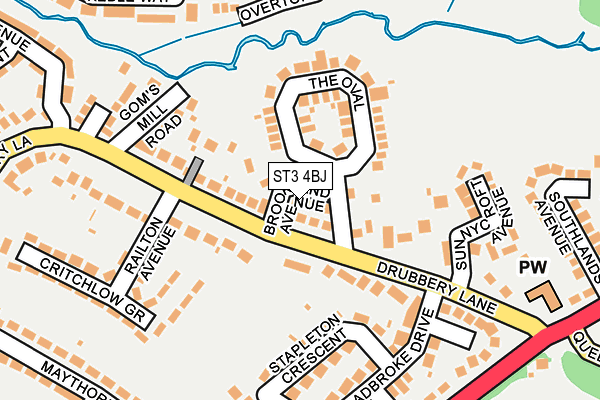 ST3 4BJ map - OS OpenMap – Local (Ordnance Survey)