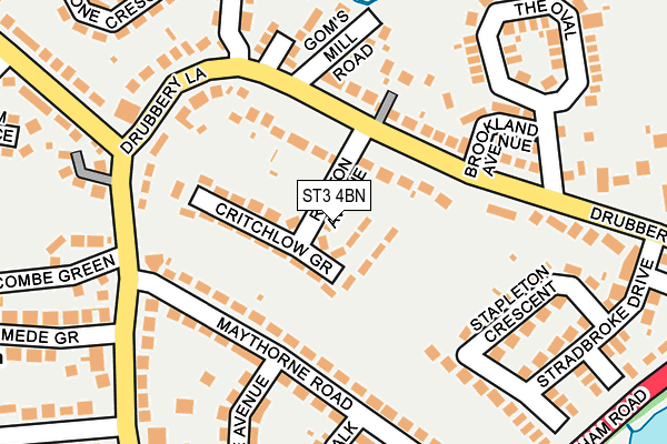 ST3 4BN map - OS OpenMap – Local (Ordnance Survey)