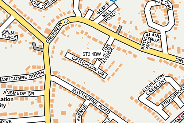 ST3 4BW map - OS OpenMap – Local (Ordnance Survey)