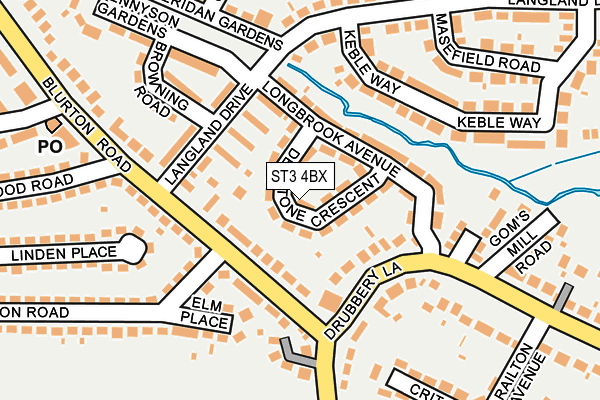 ST3 4BX map - OS OpenMap – Local (Ordnance Survey)