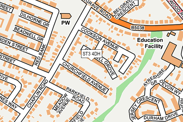 ST3 4DH map - OS OpenMap – Local (Ordnance Survey)