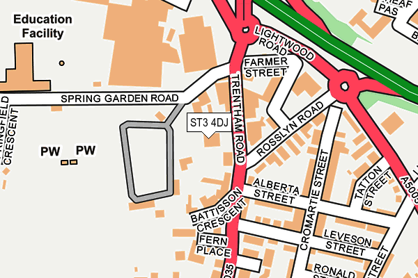 ST3 4DJ map - OS OpenMap – Local (Ordnance Survey)