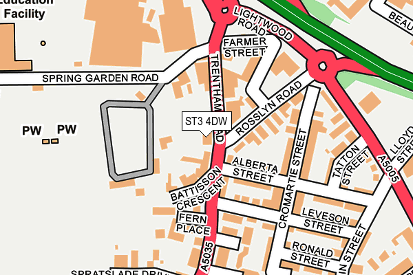 ST3 4DW map - OS OpenMap – Local (Ordnance Survey)