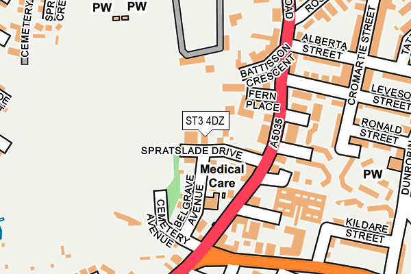 ST3 4DZ map - OS OpenMap – Local (Ordnance Survey)